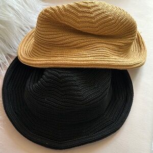 Stylish Knit Bucket Hats in Black and Tan